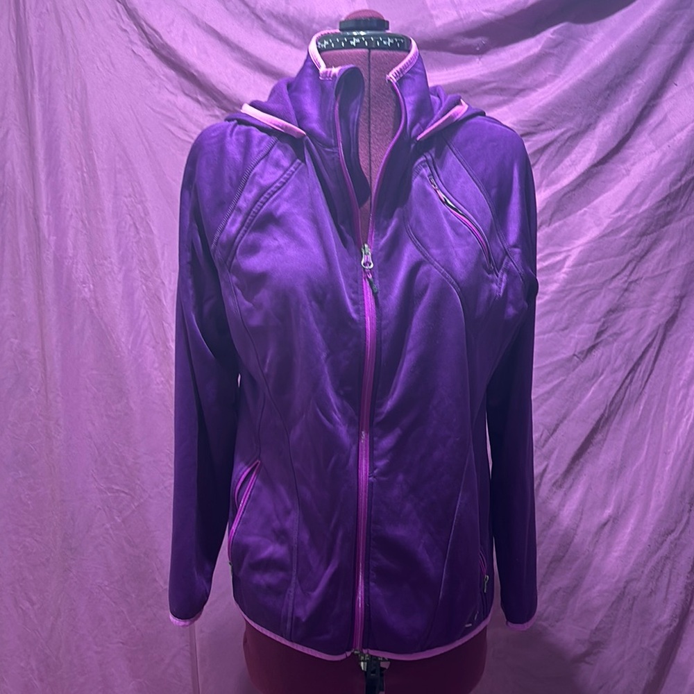 Champion Women's Purple Zip Up Workout Jacket with Hoodie, Large, EUC Gym Hoodie
